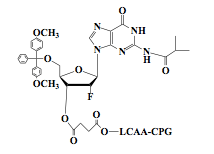 5'-O-DMT-2'-F-Guaonsine-(iBu)-3'-LCAA CPG